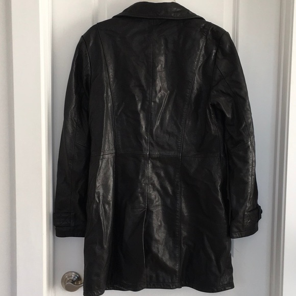 RARE Levi Strauss SAMPLE Black leather trench coat jacket NWOT - Picture 5 of 9